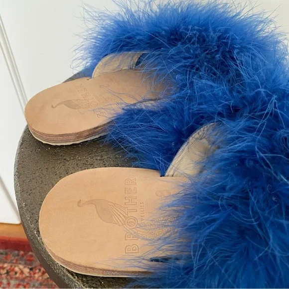 Brother Vellies Women's Lamu Marabou Feather Slide Sandals